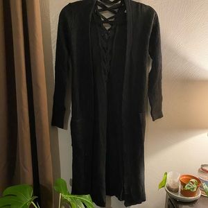 Black Duster with tie back detail. NWOT